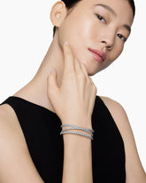 Sculpted Cable Flex Three Row Bracelet in 18K White Gold with Diamonds, 21mm